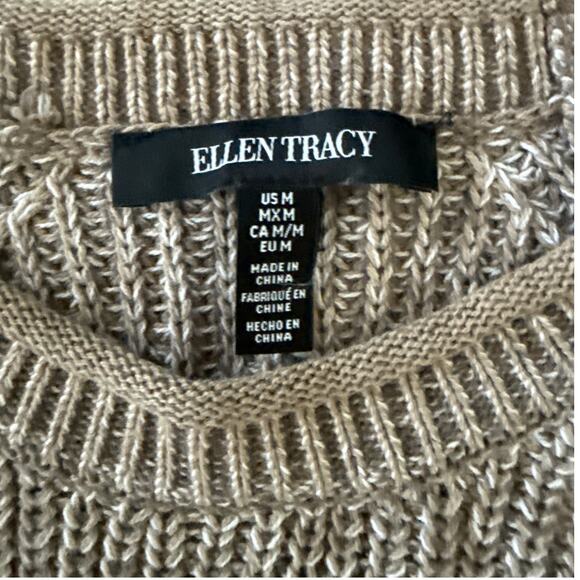 Ellen Tracy Roll Neck Chunky Knit Sweater Size Medium Nordic Rib Stitch Cozy - Picture 6 of 14